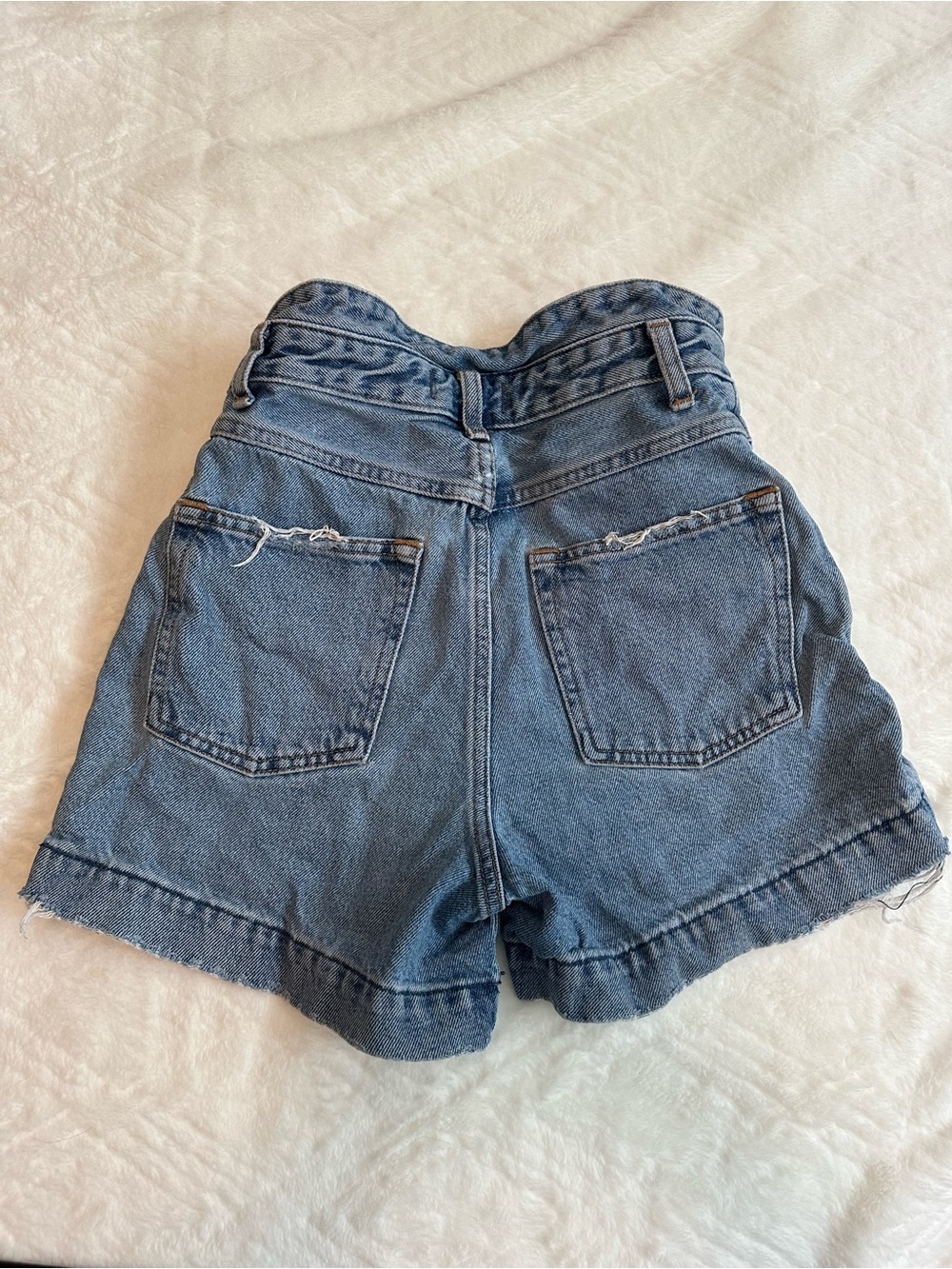 Abercrombie & Fitch Light Blue High-Waist Button-Front Denim Shorts - Picture 3 of 3
